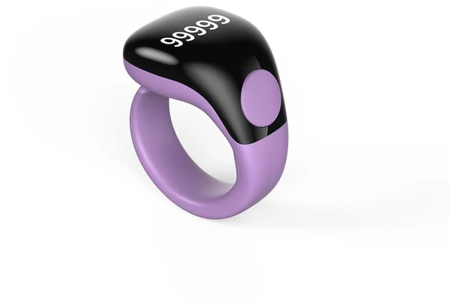 Main image of Smart Tasbih Zikr Ring,Adjustable Counter, 3 Sizes (18,20,22mm) Muslim Digital Azan Alarm Clock,APP Support Digital Counter Prayer Reminder Rings, Waterproof 5 Digit Finger Counter zikr Ring(Purple)