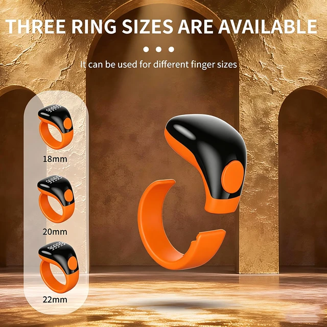Alt view image 4 of 7 - Smart Tasbih Zikr Ring,Adjustable Counter, 3 Sizes (18,20,22mm) Muslim Digital Azan Alarm Clock,APP Support Digital Counter Prayer Reminder Rings, Waterproof 5 Digit Finger Counter zikr Ring(Yellow)