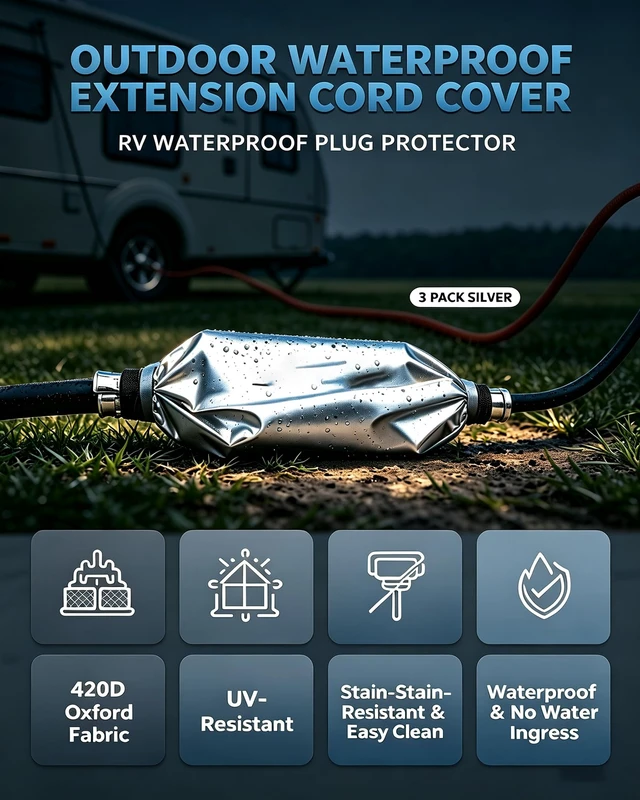 Alt view image 3 of 6 - Outdoor Waterproof Extension Cord Cover,Rv Cord Protector Waterproof 3 Pack Silver,Uv-Resistant Outdoor Extension Cord Safety Cover for Rv Lawn Garden Holiday Decoration Light Plug