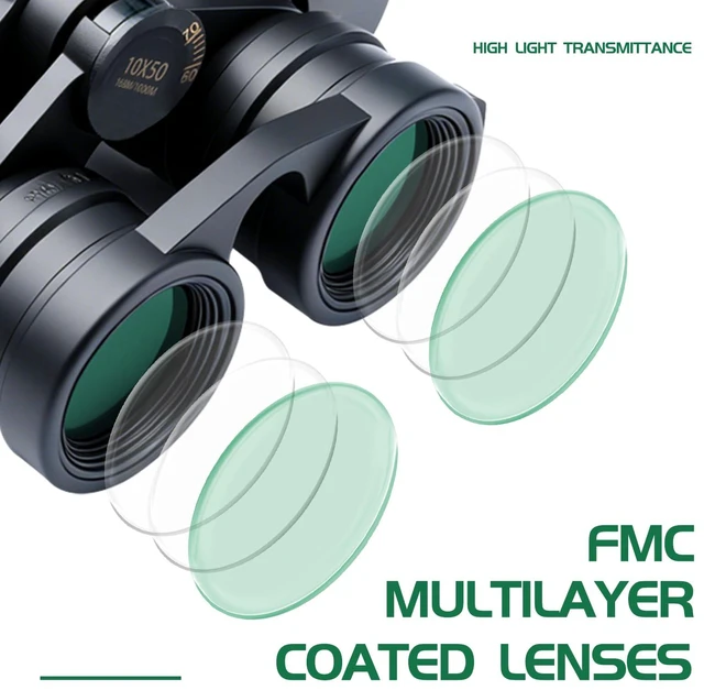 Alt view image 4 of 7 - 10x50 Porro Prism Binoculars for Adults, BAK4 FMC Optics, 20mm Large Eyepiece, Easy Focus, for Bird Watching, Concerts, Sports, Travel, Hiking, Teens 14+