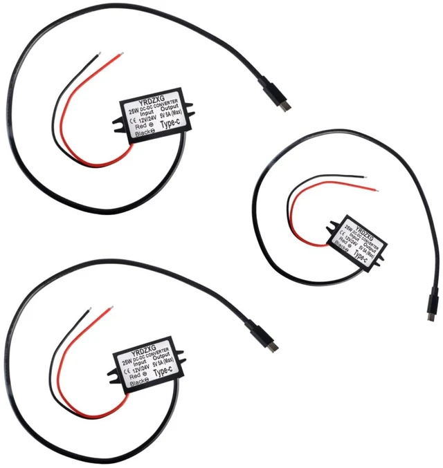 Main image of 3PCS 12V/24V to 5V 5A 25W Buck Converter, Type-C, DC-DC Buck Regulator Power Adapter Module