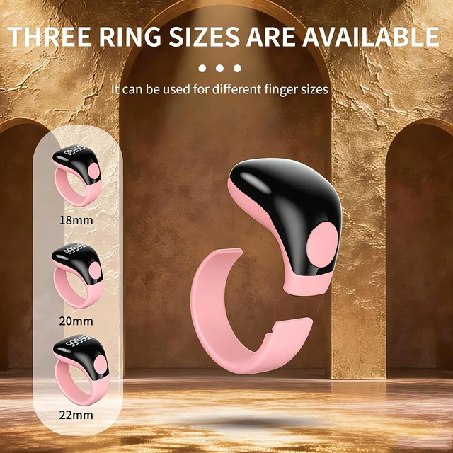 Alt view image 5 of 7 - Smart Tasbih Zikr Ring,Adjustable Counter, 3 Sizes (18,20,22mm) Muslim Digital Azan Alarm Clock,APP Support Digital Counter Prayer Reminder Rings, Waterproof 5 Digit Finger Counter zikr Ring(Pink)