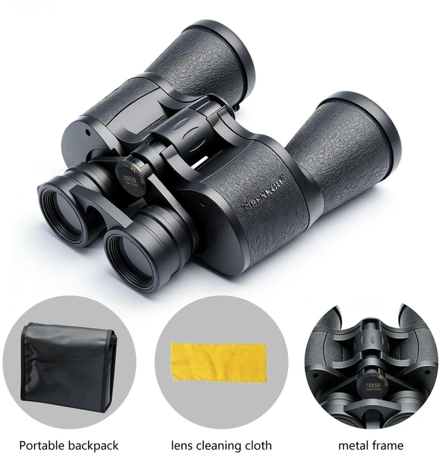 Alt view image 6 of 7 - 10x50 Porro Prism Binoculars for Adults, BAK4 FMC Optics, 20mm Large Eyepiece, Easy Focus, for Bird Watching, Concerts, Sports, Travel, Hiking, Teens 14+