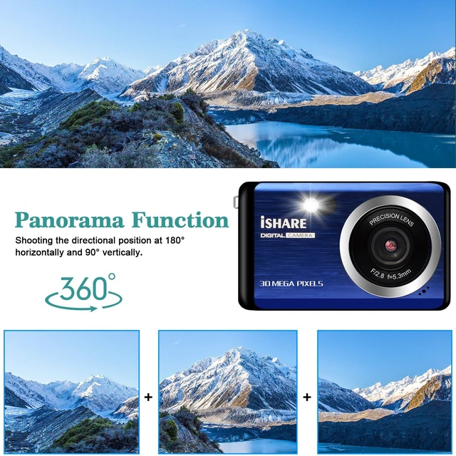 Alt view image 4 of 7 - 30MP Point and Shoot Camera, 1080P Digital Camera, 18X Zoom for Kids 2.8" LCD, 18X digital zoom, built-in flash, self-timer, rechargeable compact design for kids, teens & beginners(Blue)