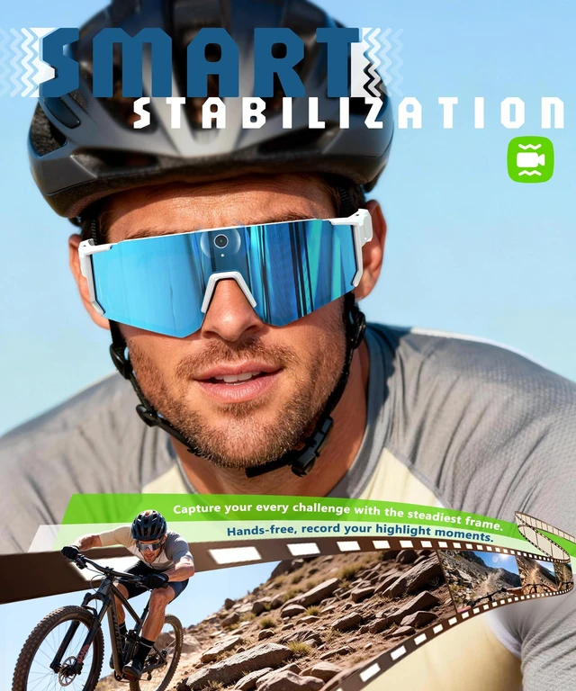 Alt view image 2 of 7 - AI Smart Glasses with Camera 4K, Video Recording Glasses with Camera, Polarized Sports Sunglasses with EIS Stabilization, Dual Mic Noise Canceling, IP66, ChatGPT Enabled