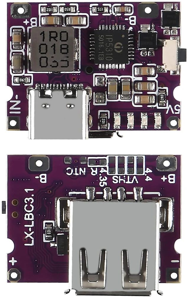 Alt view image 3 of 6 - 6PCS Type-C USB 5V 3.1A Boost Converter Step-Up Power Module IP5310 Mobile Power Bank Accessories with Switch LED Indicator