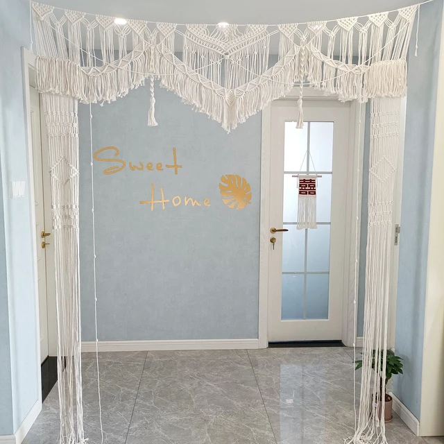 Alt view image 2 of 7 - Large Macrame Wedding Backdrop(71" W x 86" L) for Arbor/Arch Bohemian Wall Hanging Decor Boho Doorway/Window Curtains Room Divider