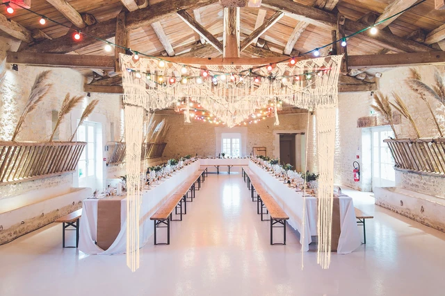 Alt view image 4 of 7 - Large Macrame Wedding Backdrop(71" W x 86" L) for Arbor/Arch Bohemian Wall Hanging Decor Boho Doorway/Window Curtains Room Divider