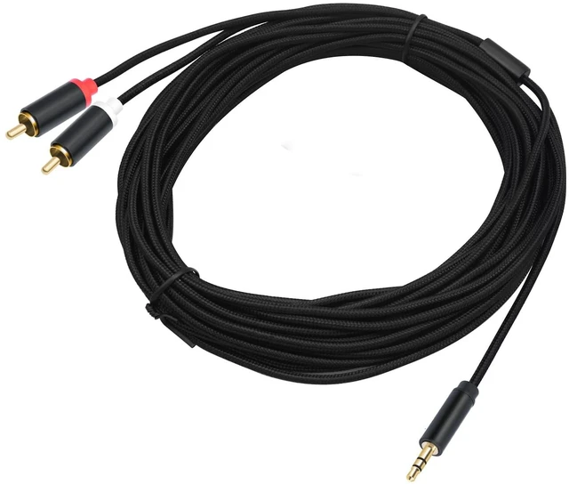 Alt view image 6 of 6 - (33 FT / 1 Pack) 3.5mm to RCA Cable,3.5mm Male to 2RCA Male Audio Stereo Cable for Smartphones, MP3, Tablets, Speakers, HDTV