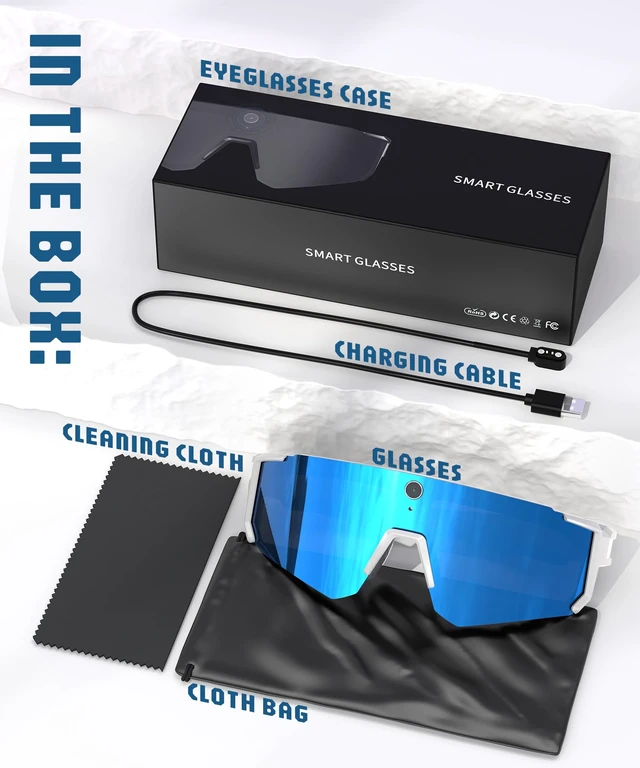Alt view image 7 of 7 - AI Smart Glasses with Camera 4K, Video Recording Glasses with Camera, Polarized Sports Sunglasses with EIS Stabilization, Dual Mic Noise Canceling, IP66, ChatGPT Enabled