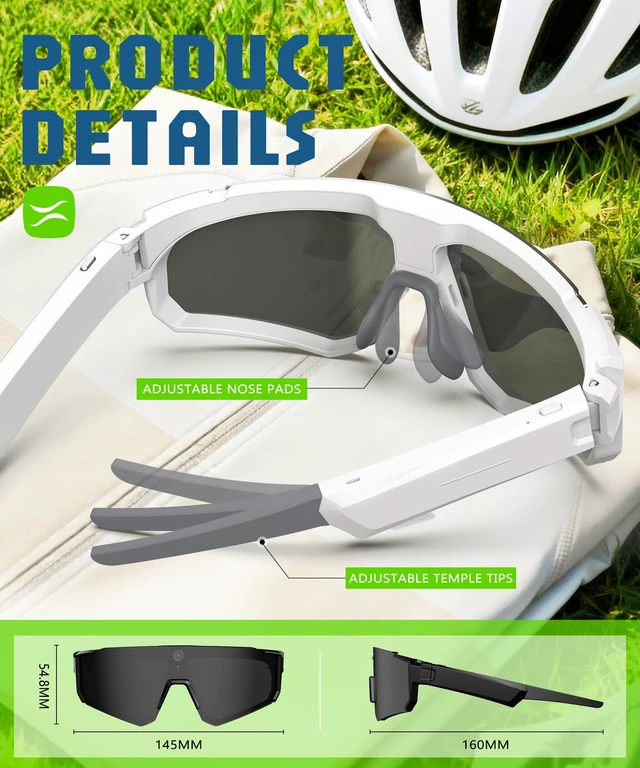 Alt view image 5 of 7 - AI Smart Glasses with Camera 4K, Video Recording Glasses with Camera, Polarized Sports Sunglasses with EIS Stabilization, Dual Mic Noise Canceling, IP66, ChatGPT Enabled