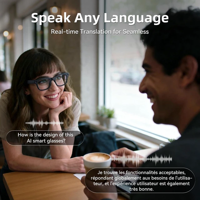 Alt view image 7 of 7 - AI Smart Glasses with HD Camera, BT Call, 8MP Anti-Shake Camera Glasses with 1080P Video Recording Dual Mic, Simultaneous Interpretation/GPT Identify Objects, Photochromic Lens
