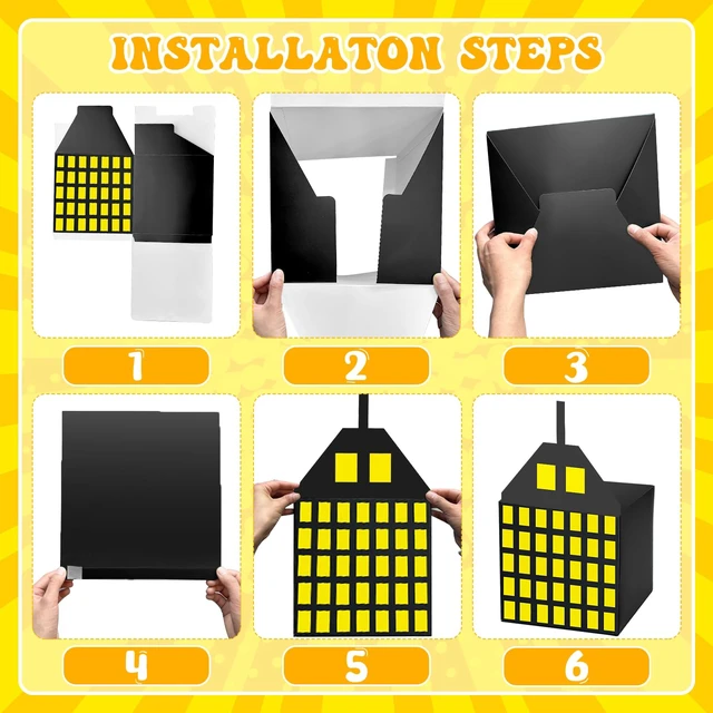 Alt view image 3 of 7 - 18 Pcs Super Theme Hero Party Photography Backdrop Boxes (Hero 18 Pcs) Hero Birthday Decorations, Skyscraper City Boxes, 6 Skyscraper Boxes 10 Stickers 2 Roof Decor for Super Theme Party