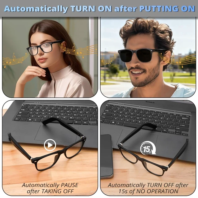 Alt view image 2 of 7 - AI Smart Bluetooth Glasses, Smart Translation, Color-Change Lenses Automatic Power On Off,DeepSeek R1, UV/Blue Protection, Audio Intelligent,Open Ear Music, Voice Assistant