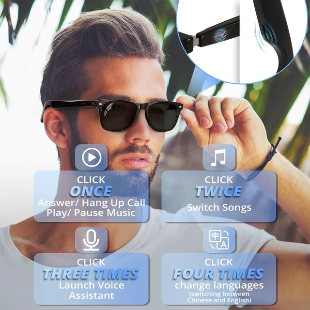 Alt view image 6 of 7 - AI Smart Bluetooth Glasses, Smart Translation, Color-Change Lenses Automatic Power On Off,DeepSeek R1, UV/Blue Protection, Audio Intelligent,Open Ear Music, Voice Assistant