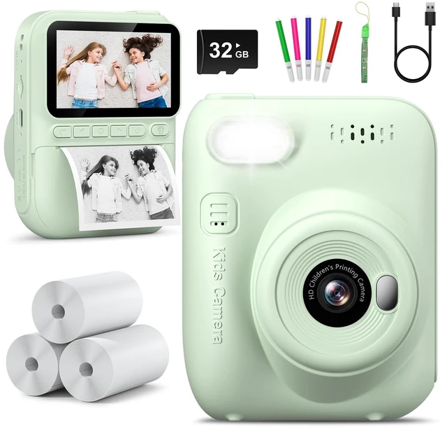 Main image of Kids Camera Instant Print Birthday Graduation Gifts for Kids Age 3 4 5 6 7 8 9 Toddler Portable Travel Print Digital Camera Outdoor Toy for 3-12 Boys Girls (Green)