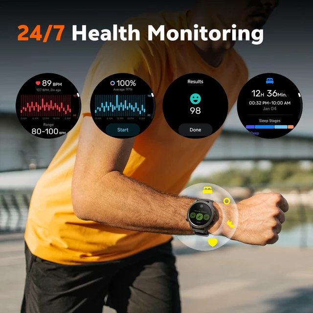 Alt view image 5 of 7 - GTX2 Military Smart Watch Built-in GPS AMOLED Compass for Men Fitness Tracker Watch 1.43" AMOLED Screen Altitude Barometer 3ATM Waterproof with Health Monitor for Android iOS Outdoor