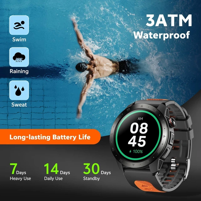 Alt view image 6 of 7 - GTX2 Military Smart Watch Built-in GPS AMOLED Compass for Men Fitness Tracker Watch 1.43" AMOLED Screen Altitude Barometer 3ATM Waterproof with Health Monitor for Android iOS Outdoor