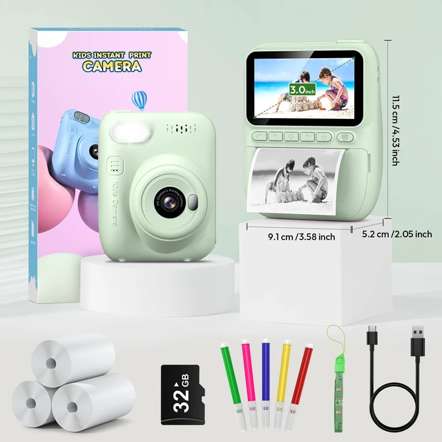 Alt view image 7 of 7 - Kids Camera Instant Print Birthday Graduation Gifts for Kids Age 3 4 5 6 7 8 9 Toddler Portable Travel Print Digital Camera Outdoor Toy for 3-12 Boys Girls (Green)