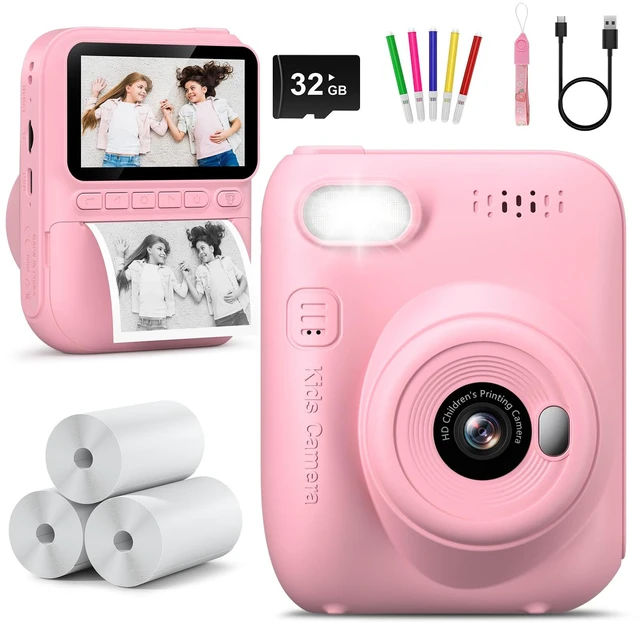 Main image of Kids Camera Instant Print -Toddler Portable Travel Print Digital Photo Camera Toy, Holiday Birthday Graduation Gift for Kid 3-12 Year Old, Photomaker Kit for 4 5 6 7 8 9 10 Boys GirlsPink