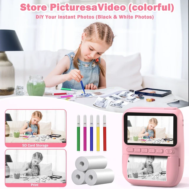 Alt view image 6 of 7 - Kids Camera Instant Print -Toddler Portable Travel Print Digital Photo Camera Toy, Holiday Birthday Graduation Gift for Kid 3-12 Year Old, Photomaker Kit for 4 5 6 7 8 9 10 Boys GirlsPink