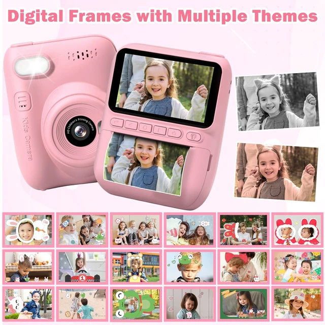 Alt view image 5 of 7 - Kids Camera Instant Print -Toddler Portable Travel Print Digital Photo Camera Toy, Holiday Birthday Graduation Gift for Kid 3-12 Year Old, Photomaker Kit for 4 5 6 7 8 9 10 Boys GirlsPink