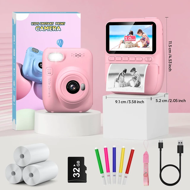 Alt view image 7 of 7 - Kids Camera Instant Print -Toddler Portable Travel Print Digital Photo Camera Toy, Holiday Birthday Graduation Gift for Kid 3-12 Year Old, Photomaker Kit for 4 5 6 7 8 9 10 Boys GirlsPink