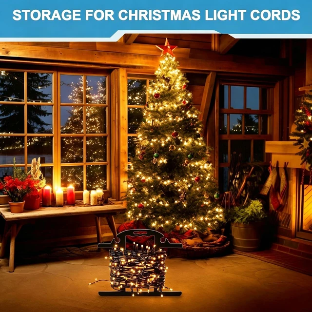 Alt view image 6 of 7 - 4Pcs ABS Heavy Duty Extension Cord Storage Reel 100ft Cord Organizer Christmas Light Storage Holder Portable Black H-shape Wrap-Holds Extension Spools Cord Winder for Indoor & Outdoor