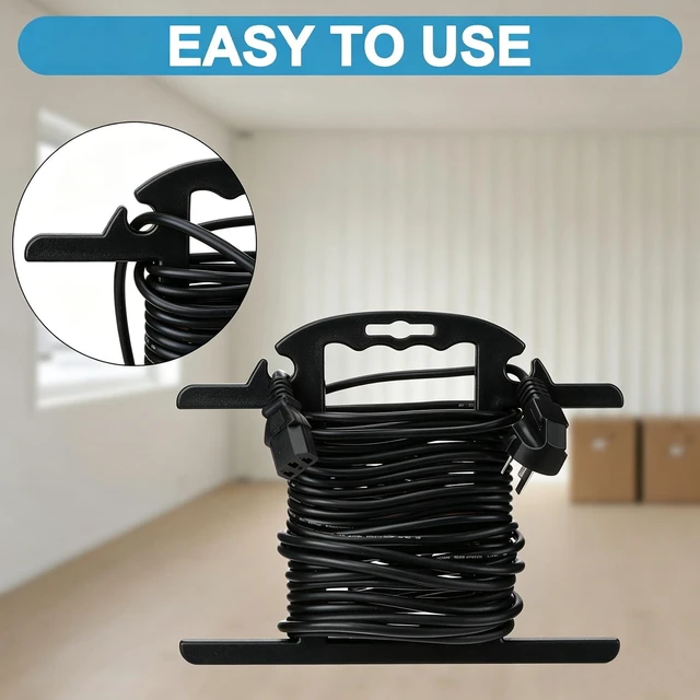 Alt view image 7 of 7 - 4Pcs ABS Heavy Duty Extension Cord Storage Reel 100ft Cord Organizer Christmas Light Storage Holder Portable Black H-shape Wrap-Holds Extension Spools Cord Winder for Indoor & Outdoor