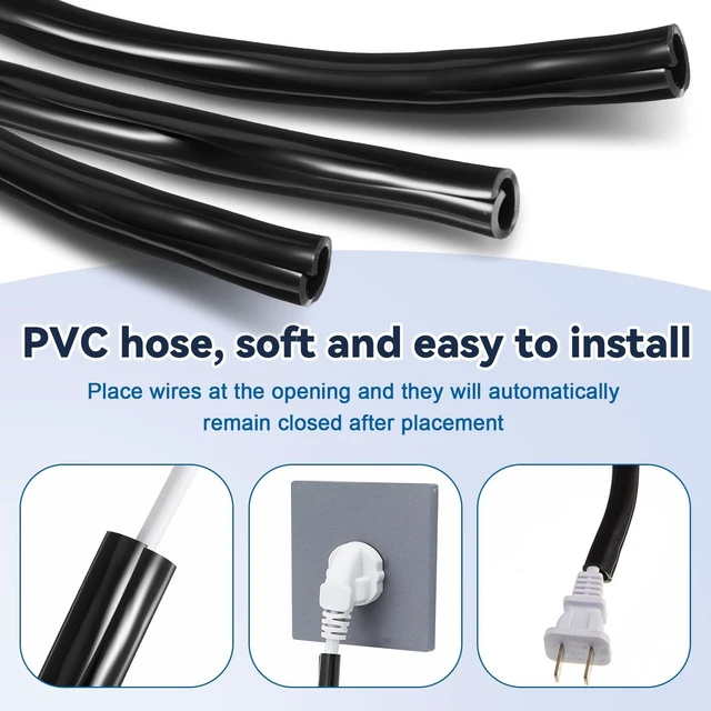 Alt view image 4 of 7 - 30 ft Cord Protector for Dogs and Cats, 2 mm Thick 1/2 Inch, Black PVC Electric Wire Cover Cords Protector for USB, Charger, TV Wires,Bite Resistant Wire Protector for Cats, Dogs, Rabbits