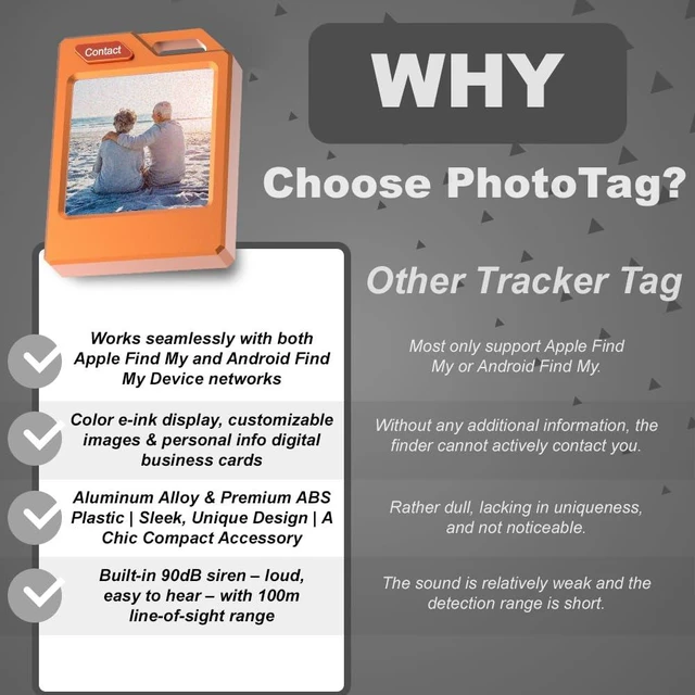 Alt view image 4 of 6 - PhotoTag E-Ink Smart Air Tracker, Works with Apple & Google Find My Device PhotoTag E-Ink Smart Air Tracker, Works with Apple & Google Find My Device