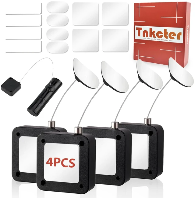 Main image of 4 Pack Retractable Remote Control Tether, Cable Security Lanyard 6.5 Ft Retractable Cable, Adjustable Length, Strong Clasp Lock, For TV Remotes Tablets Controllers