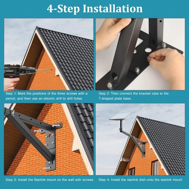 Alt view image 5 of 7 - Starlink Gen 3 Mount Kit-Adjustable Range 13-26in,Long & Roof Mounting Kit Made of Thickened and Durable Steel Materials for Starlink Roof Bracket,Compatible with Gen3/V3 Starlink Dish Satellites