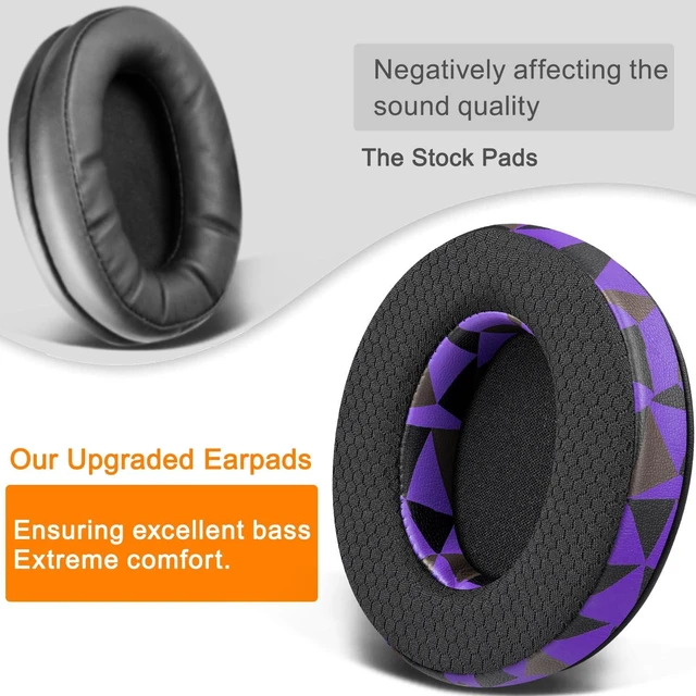 Alt view image 5 of 5 - Mesh Earpads for HyperX Cloud (2/3/3S/1/Pro) - Purple Black Also for Cloud (Flight/Flight2/Stinger/Stinger2/Stinger 2 Core/Core), CloudX (Stinger/Flight) Headset