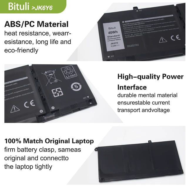 Alt view image 3 of 7 - JK6Y6 Replacement Battery for Dell 14 5000 5300 5301 5401 5402 5408 5409 5501 5508 5509 5400 5406 7405 7300 7306 7500 7506 2-in-1 Silver Series Latitude 3410 3510 Vostro 5301 40Wh