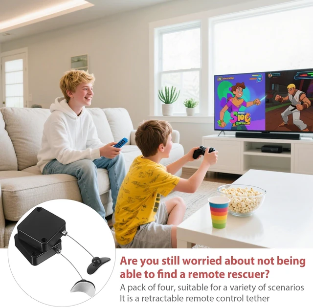 Alt view image 5 of 6 - 4 Pack Retractable Remote Control Tether, Cable Security Lanyard 6.5 Ft Retractable Cable, Adjustable Length, Strong Clasp Lock, For TV Remotes Tablets Controllers