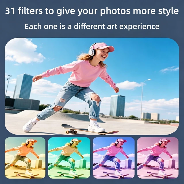 Alt view image 4 of 7 - 4K Vlogging Pocket Camera with 330° Rotating Lens & Face Tracking, Portable Pocket Digital Camera for YouTube TikTok with 128GB Card, Handheld Camera Tripod Carrying Bag (Pink)