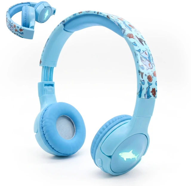 Main image of Kids Safe Wireless Light Up Headphones, Foldable Tangle-Free 3.5mm Jack, Volume Limiting 85/94dB, Over-Ear with Microphone for School/Toddlers/Teens/Boys/Girls/Ipad/Tablet/Kindle/Phones/Travel/Plane