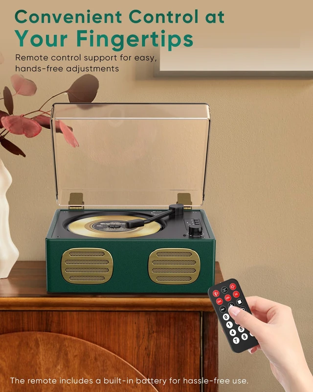 Alt view image 7 of 7 - CD Player with Built-in Speaker Portable CD Players with Bluetooth Output/Input USB Playback Headphone Jack with Remote Control, LED Screen Rechargeable Small CD Player Green