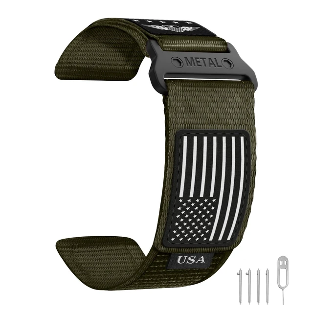 Alt view image 3 of 7 - Nylon Bands Stars-Stripes Flag Design for Garmin Instinct 3/2 Breathable Wristband for Garmin Instinct 2 Solar/Instinct 3 45mm/Instinct/Instinct Tactical/E 45mm/Tide/Esports