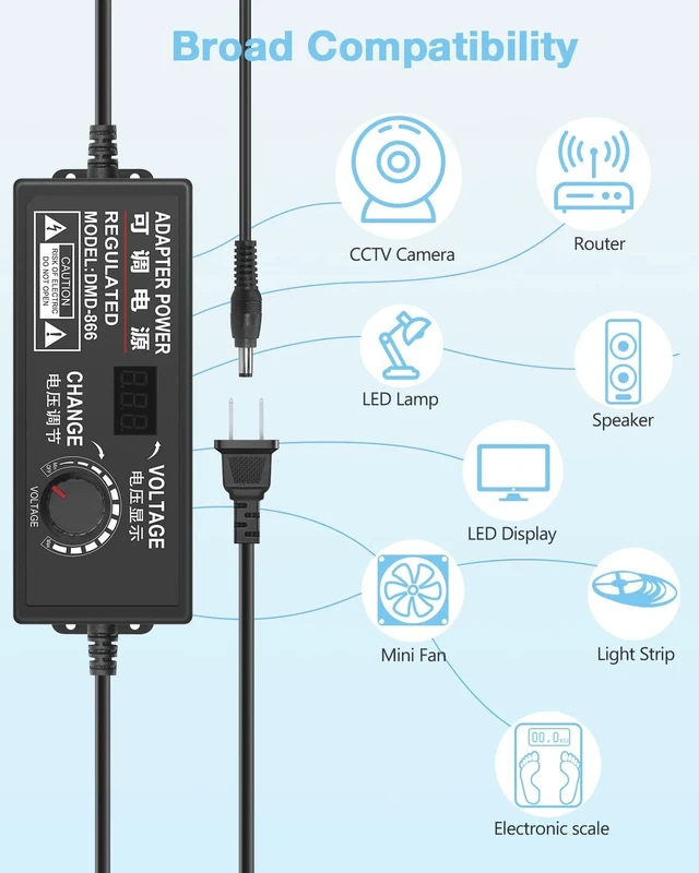Alt view image 2 of 6 - Universal Power Supply 4V-24V 5A 120W Adjustable AC/DC Power Adapter 100-240V AC to DC 24V 19V 12V 5V 9V 6V 5A 4A Mulit-Voltage Variable Switching Converter with Polarity Converter & 14 Tips