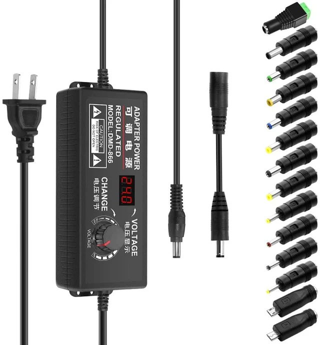 Main image of Universal Power Supply 4V-24V 5A 120W Adjustable AC/DC Power Adapter 100-240V AC to DC 24V 19V 12V 5V 9V 6V 5A 4A Mulit-Voltage Variable Switching Converter with Polarity Converter & 14 Tips