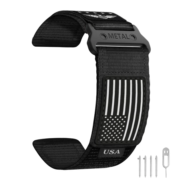 Alt view image 3 of 7 - Nylon Bands Stars-Stripes Flag Design for Garmin Instinct 3/2 Breathable Wristband for Garmin Instinct 2 Solar/Instinct 3 45mm/Instinct/Instinct Tactical/E 45mm/Tide/Esports