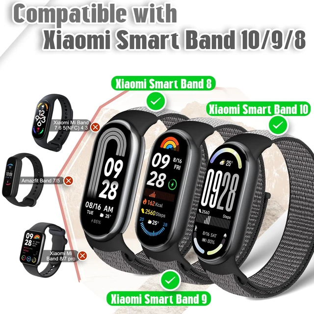 Alt view image 3 of 7 - Nylon Sport Band Compatible with Xiaomi Smart Band 10/9/8 for Women Men, Soft Adjustable Breathable Sport Loop Watch Strap Replacement Wristband for Xiaomi Mi Band 10/9/8, 3pcs
