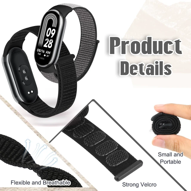 Alt view image 5 of 7 - Nylon Sport Band Compatible with Xiaomi Smart Band 10/9/8 for Women Men, Soft Adjustable Breathable Sport Loop Watch Strap Replacement Wristband for Xiaomi Mi Band 10/9/8, 3pcs