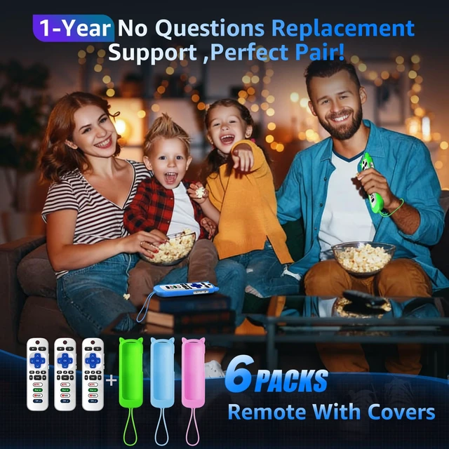 Alt view image 7 of 7 - (Pack of 3) Replacement Remote Only for Roku TV with Soft Protective Cover Universal Remote for TCL/Onn/Hisense/Sharp/Element/Philips Roku Smart TV (Elegant White)Not for Roku Stick, Box,Speaker