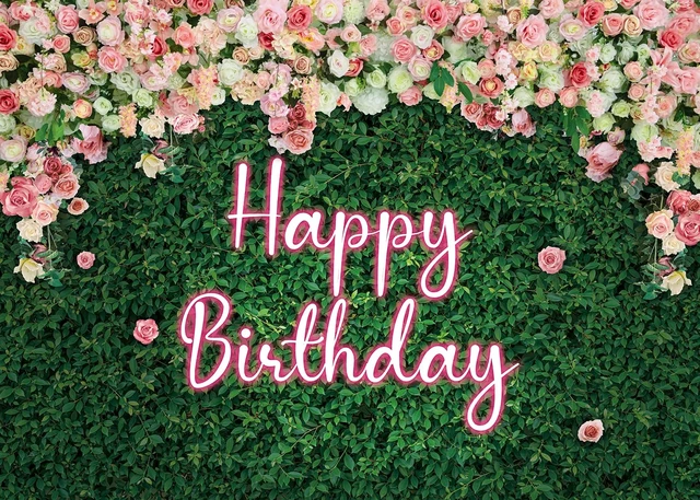 Alt view image 2 of 7 - Green Leaves Happy Birthday Backdrop Neon Pink Rose Flower Photography Background Women Girls Greenery Leaves Birthday Newborn Baby Shower Party Cake Table Decoration 8x6FT