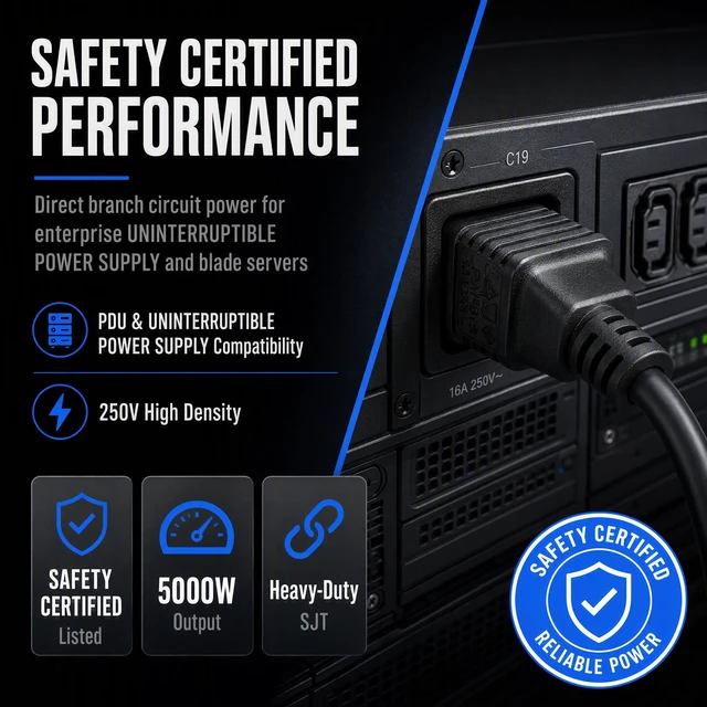 Alt view image 7 of 7 - 6FT NEMA 6-20P to IEC 320 C19 Heavy-Duty Power Cord 20A 250V, 12AWG 3-core copper SJT jacket, UL/ETL Listed, Server PDU UPS Power Cable, reinforced strain relief for data center