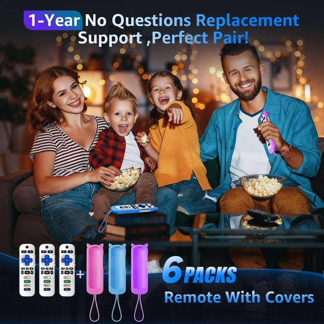 Alt view image 7 of 7 - (Pack of 3) Replacement Remote Only for Roku TV with Soft Protective Cover Universal Remote for TCL/Onn/Hisense/Sharp/Element/Philips Roku Smart TV (Elegant White)Not for Roku Stick, Box,Speaker