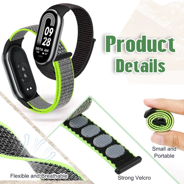 Alt view image 3 of 7 - Nylon Sport Band Compatible with Xiaomi Smart Band 10/9/8 for Women Men, Soft Adjustable Breathable Sport Loop Watch Strap Replacement Wristband for Xiaomi Mi Band 10/9/8, 3pcs